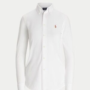 Polo by Ralph Lauren Slim Fit Knit Oxford White Button-Down Long Sleeve Shirt